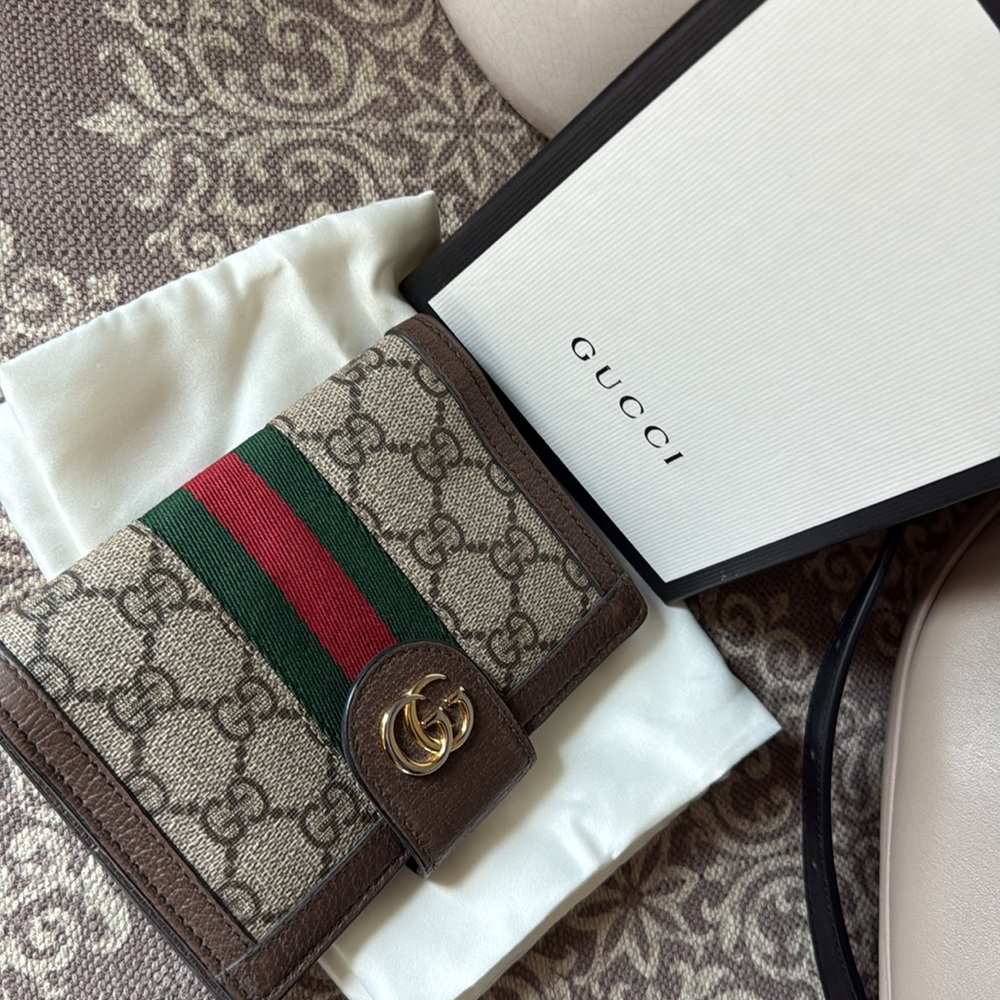 Gucci GG Supreme Monogram Web Ophidia Passport Case W/ COA BOX+DUST BAG - Picture 15 of 16